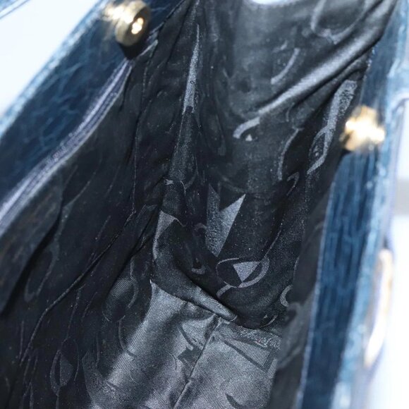 Salvatore Ferragamo Shoulder Bag Leather Navy Gold Auth - Picture 14 of 16